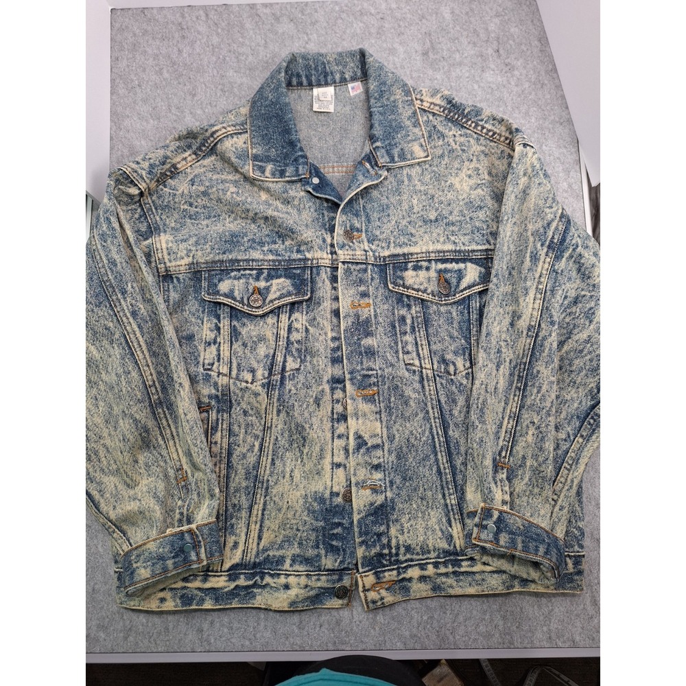 Vintage Acid Washed Jean Jacket Made In USA With Eagle Emblem